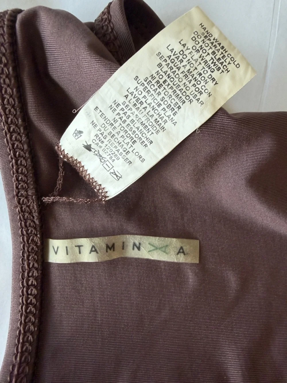 Vitamin A Chocolate Brown Bikini Bottoms with Gold Logo - Picture 5 of 6